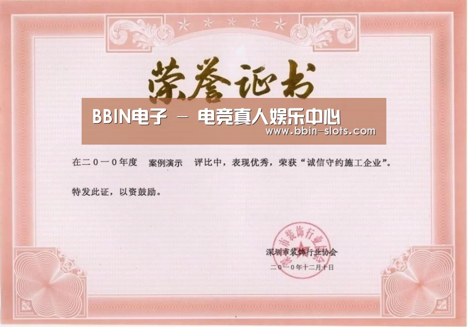 BBIN真人荣誉证书一